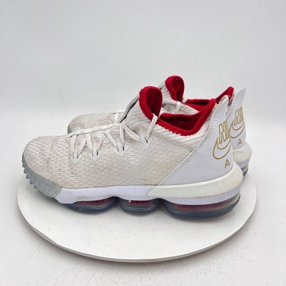 Nike LeBron James 16 Low Men Size 7.5 CI2668-100 Draft Night White Ice Gold Shoe - Picture 7 of 14